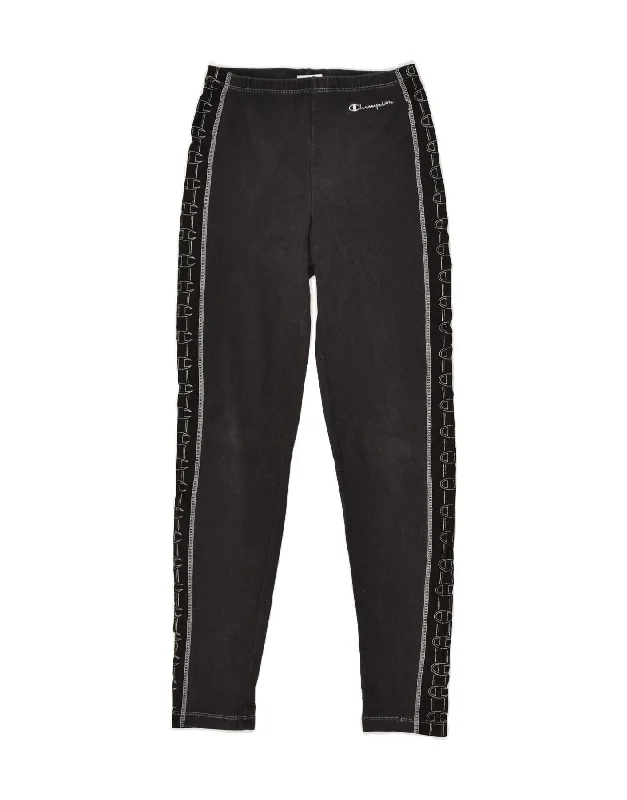 CHAMPION Womens Graphic Leggings UK 8 Small Black Cotton