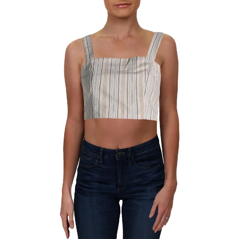 Le Lis Womens Cotton Pinstriped Crop Top