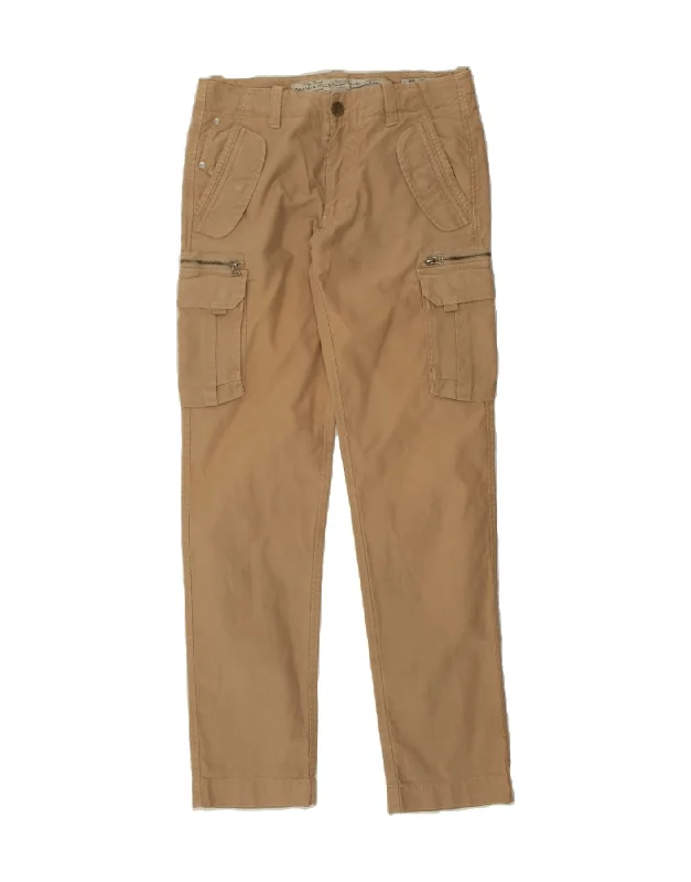 VINTAGE Womens Slim Cargo Trousers IT 48 XL W33 L33  Brown Cotton