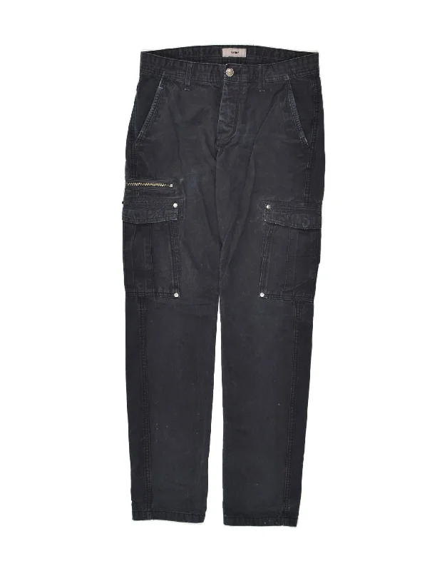 CELIO Womens Straight Cargo Trousers IT 40 Small W32 L33  Navy Blue Cotton