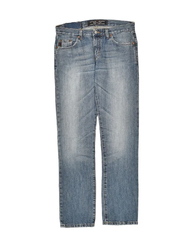 GUESS Womens Straight Jeans W29 L31 Blue Cotton