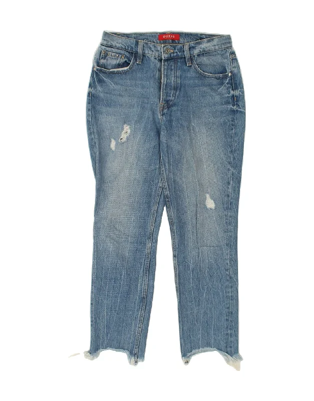 GUESS Womens Distressed Slim Jeans W28 L26  Blue Cotton