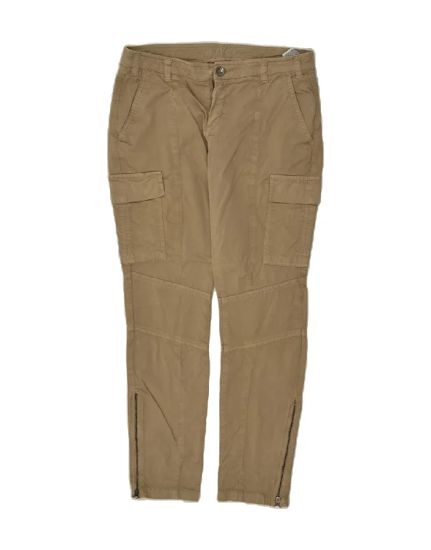 VINTAGE Womens Slim Cargo Trousers IT 44 Medium W30 L28  Beige Cotton
