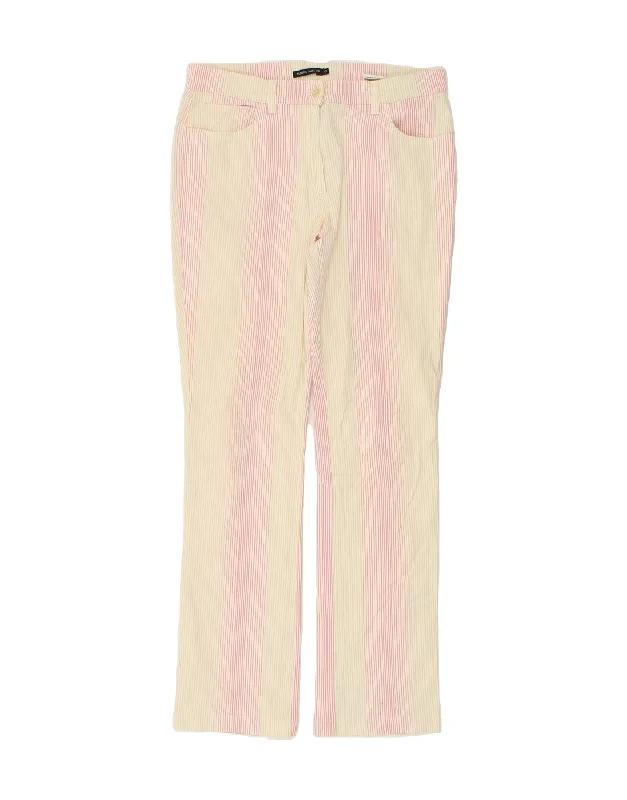 MARINA YACHTING Womens Straight Casual Trousers W33 L32  Beige Striped