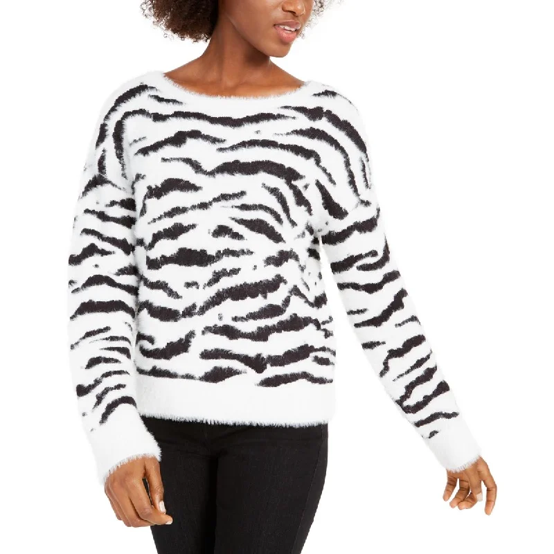Bar III Womens Zebra Print Crewneck Pullover Sweater Best sweaters for formal occasions