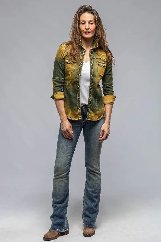 Maddi Fitted Western Snap Shirt In Marigold Alpaca wool sweaters