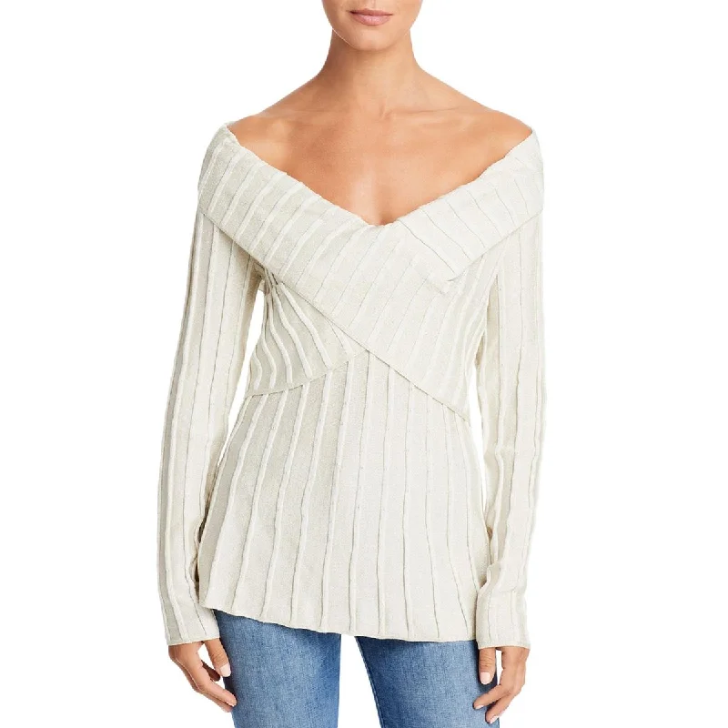 Single Thread Womens Lurex Off The Shoulder Pullover Sweater Wool sweaters