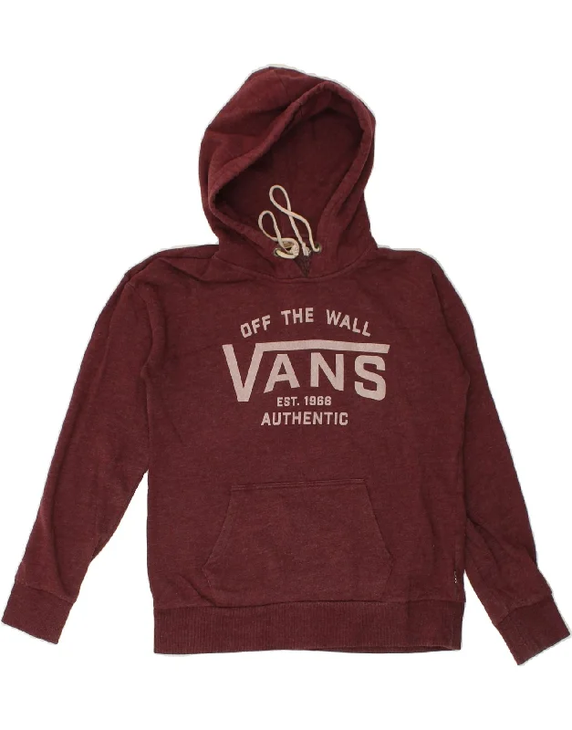VANS Womens Graphic Hoodie Jumper UK 10 Small Burgundy Cotton Best sweaters for hiking