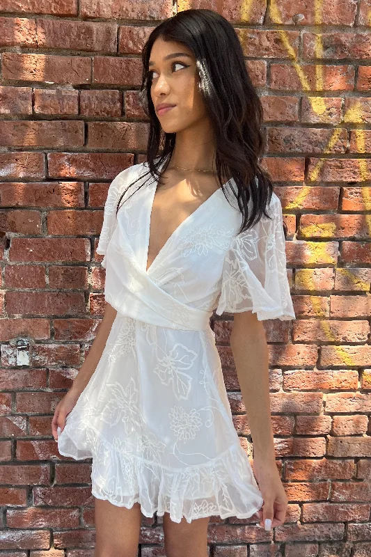 Short Sleeve Chiffon Lace Mini Dress Boohoo mini dresses