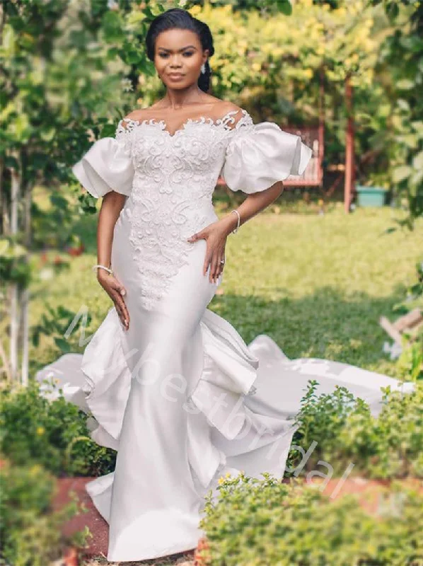 Elegant Off shoulder Sleeveless Mermaid Wedding Dresses, WDY0344 Sparkling Wedding Dress