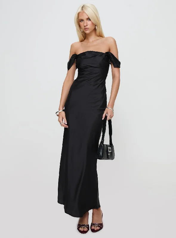 Azura Off The Shoulder Maxi Dress Black Clubbing maxi dresses