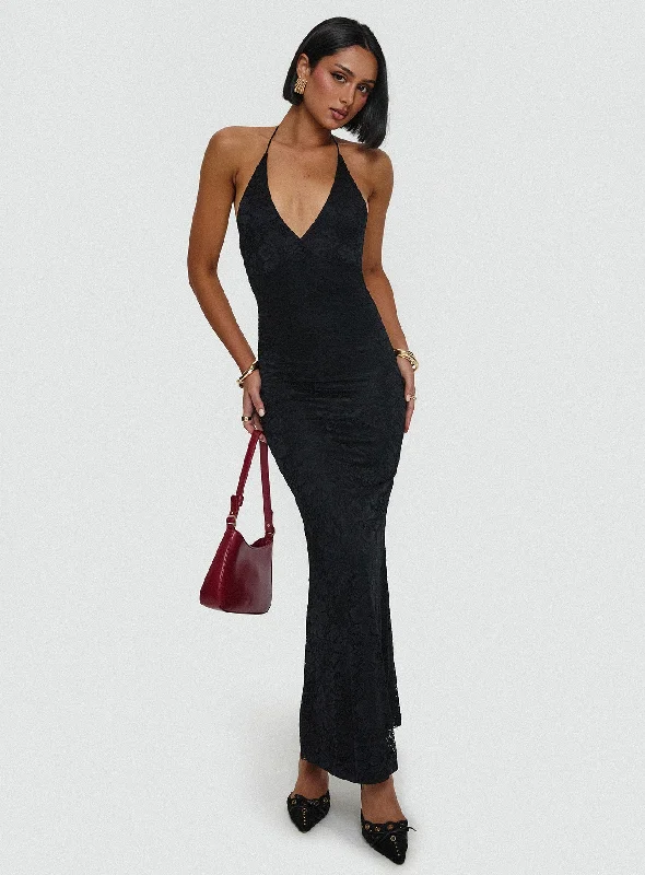 Beautie Halter Maxi Dress Black Best maxi dresses for petites