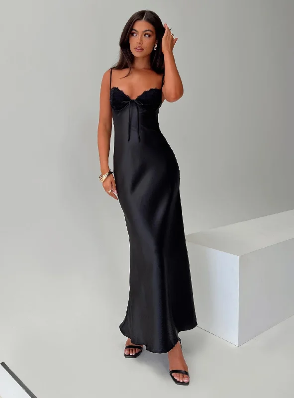 Fadyen Bias Cut Maxi Dress Black Petite Hot new arrivals in maxi dresses