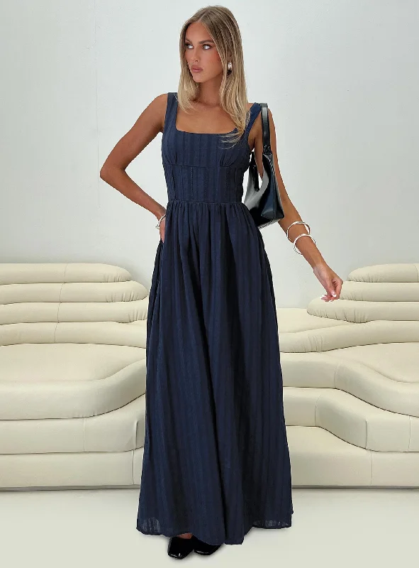 Lorinda Maxi Dress Navy Off-shoulder maxi dresses