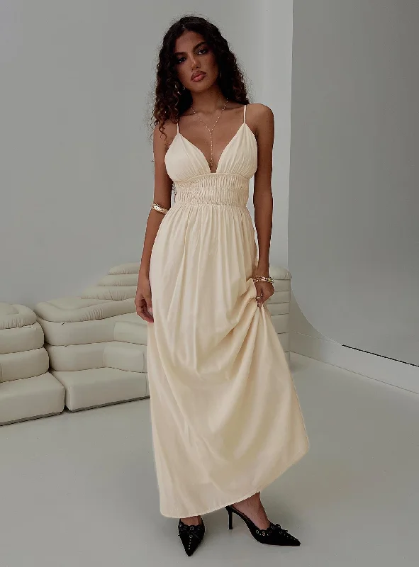 Maysen Maxi Dress Cream Smocked maxi dresses