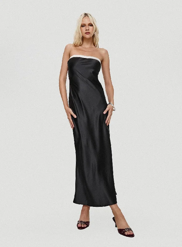 Phillipa Strapless Maxi Dress Black Sequin maxi dresses