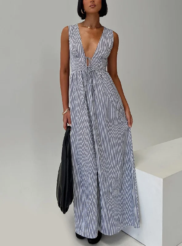 Pokey Maxi Dress Black / White Stripe Best maxi dresses for tall women