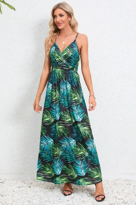 Printed Surplice Maxi Cami Dress Lace maxi dresses