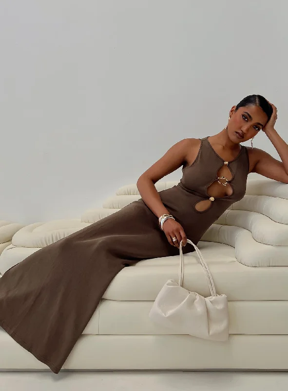 Sanur Maxi Dress Brown Women's trendy maxi dresses sale