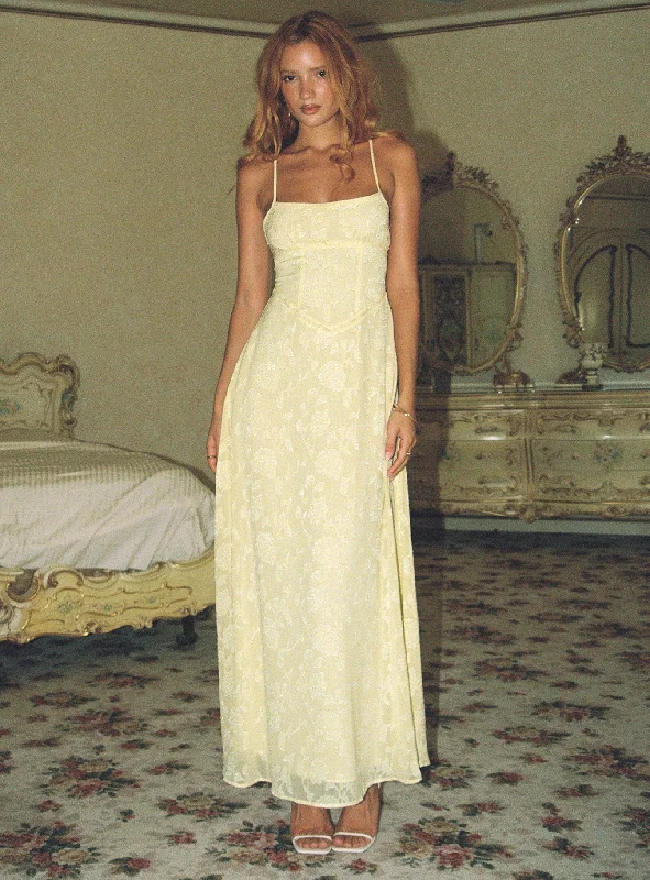 South Of France Maxi Dress Yellow Lightweight maxi dresses for hot weather
