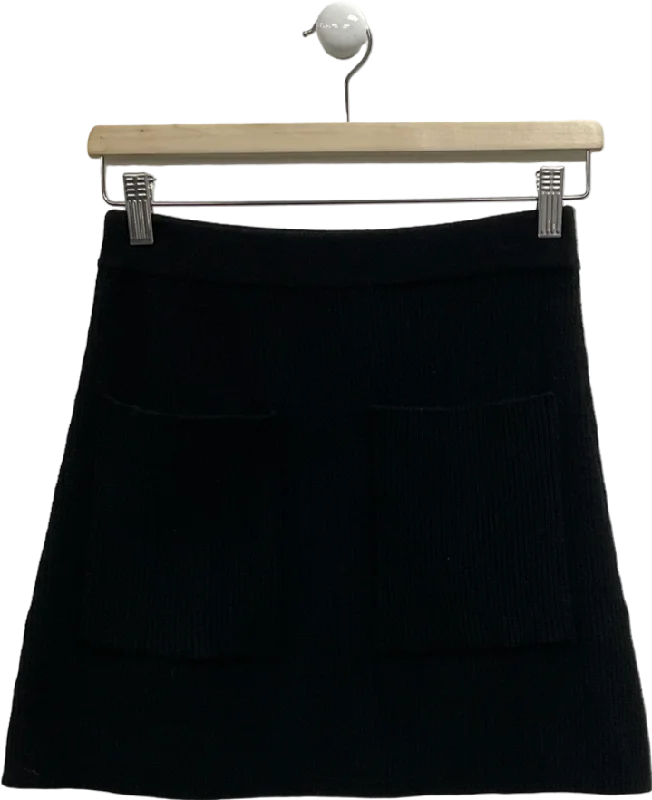 ZARA Black Knitted Mini Skirt UK S Tie Waist Mini Skirt