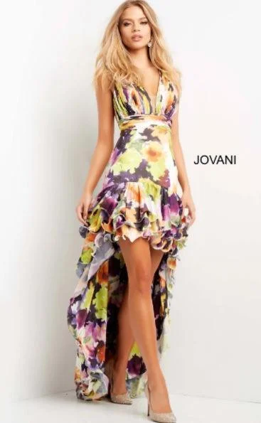 Jovani High Low Formal Floral Print Prom Gown Sale