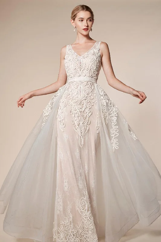 Cinderella Divine CD5143 Sleeveless Long Fitted Wedding Gown