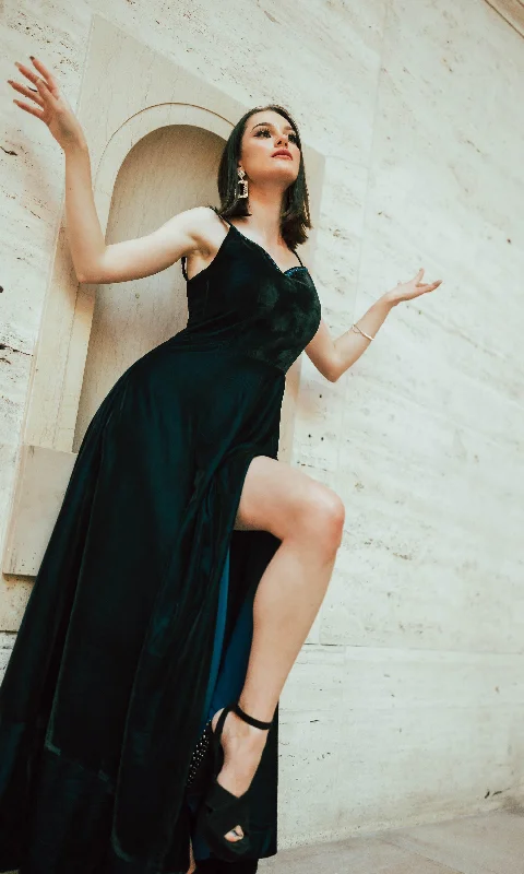 AG1886 Velvet Gown with Slit