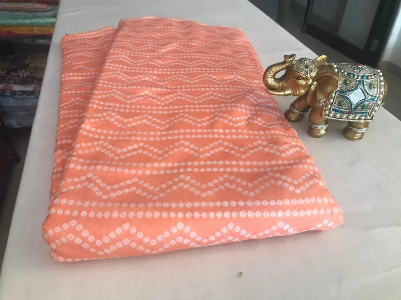 Peach Chevron Bandhej Hand Screen Printed Viscose Muslin Fabric ASOS floral dresses