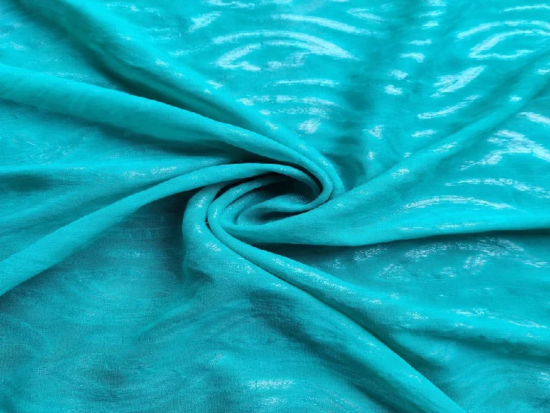 Light Blue Abstract Self Patterned Georgette Fabric Best floral dresses for curvy figures
