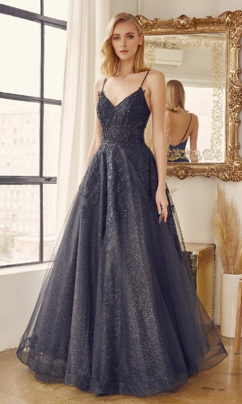 Embroidered Glitter-Tulle Long Prom Ball Gown 251 Romantic Tulle Dress
