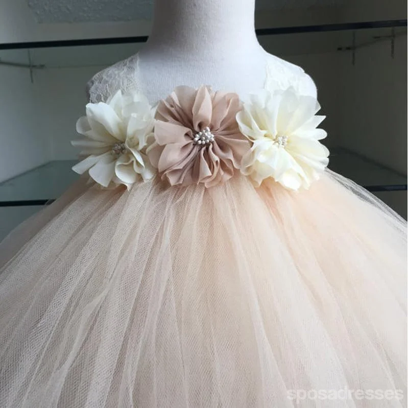 Lace Strap Handmade Flower Pixie Tutu Dresses, Afford Flower Girl Dresses,  FG041 Light Lace Dress