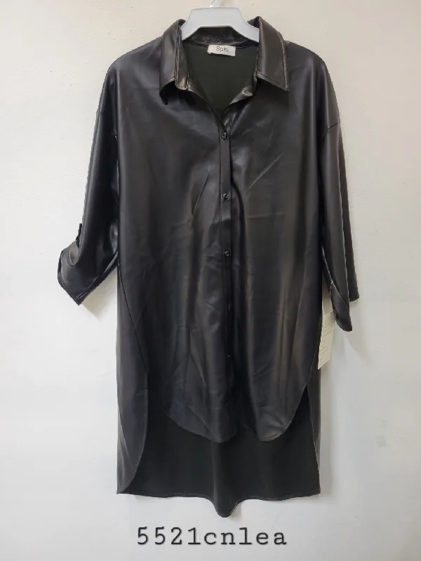 PLUS faux leather shirt dress Stretch Shirt Dress
