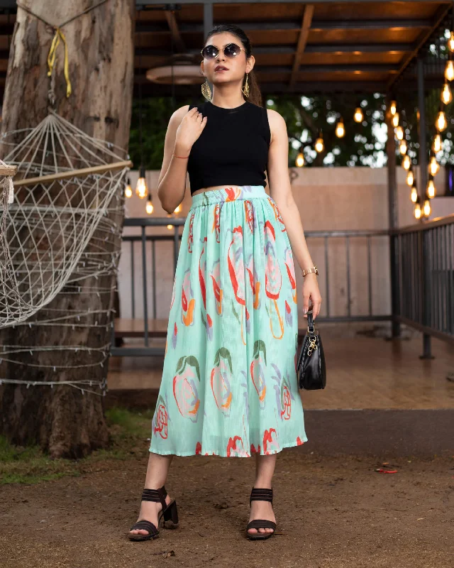 Quirky Pleated Midi Skirt Casual Midi Outfit
