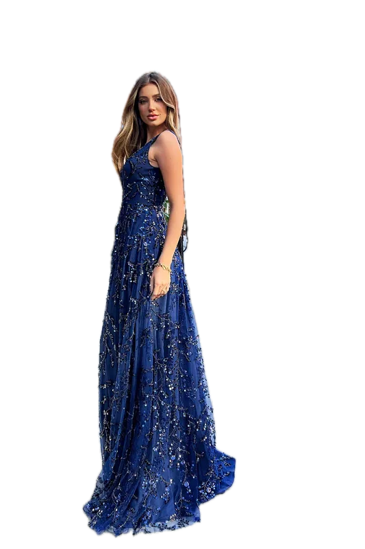 Jadore JX6059 GOWN Navy with Plunging Neckline Everyday Midi Skirt